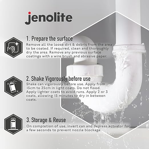 JENOLITE Stop Leak Sealer Spray - Instant Waterproof Sealant Spray - Fills, Seals & Stops Leaks | Perfect for Gutters, Flat Roofs, Waste Pipes, and More - Black, 400ml (14 Ounces)