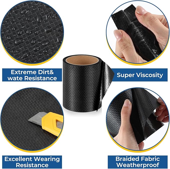 Pushglossy 2 Rolls RV Underbelly Tape 4" x 40 ft Waterproof Repair Belly Tape with Permanent Sealing Adhesive for Mobile Home, Camper Travel Trailer, RV Roof & Tear Repair Patch