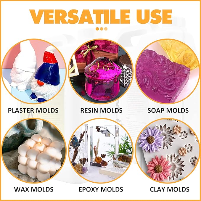 Silicone Mold Making Kit - 2.2 Gallon Translucent Liquid Rubber 15A With Pigment, Bricks - Fast Cured 1:1 Ratio Casting for Resin Molds, With Instructions