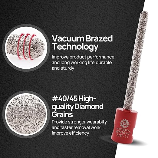 FOCSTOL Diamond Mortar Raking Bit - 5/16''x4''(8x100mm) Diamond Mortar Router for Mortar Raking Tuck Pointing Masonry Stone Brick Removal 5/8''-11 Thread