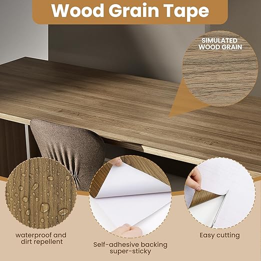 Wood Grain Repair Tape, 4.7 inch X 32ft Self Adhesive Grain Repair Patch for Tables, Chairs, Baseboards, Doors, Windows, Floors, Handicraft DIY.