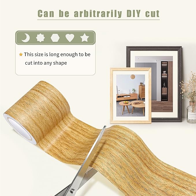 Besezx Wood Grain Repair Tape, 2.4" X15', Self Adhesive Wood Grain Repair Patch for Tables, Chairs, Baseboards, Doors, Windows, Floors, All Kinds of Furniture Renovation, Handicraft DIY. (Natural oak)