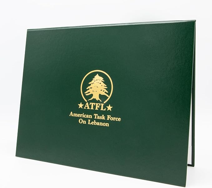 Green Faux Leather Document Cover 8.5x11 Letter Size | Tent-Style, Non-Padded with Metallic Foil Custom Printing | Professional Presentation for Awards, Diplomas and Certificates