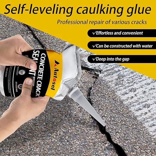 6 Pack Concrete Repair Filler – Heavy-Duty Cement Crack Filler for Large Concrete Repairs, Foundation & Driveway Restoration | Outdoor & Indoor Use | Quick-Drying, Self-Leveling Sealant by Autosel