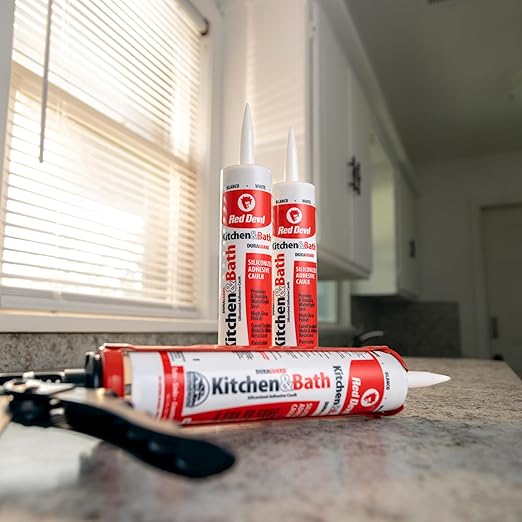 Red Devil 0408 Silicone Acrylic Caulk & Sealant, 100% Waterproof, Paintable, Clear Caulking for Kitchen, Bathroom, Window, With Duraguard, 10.1 oz, Clear, Made in USA