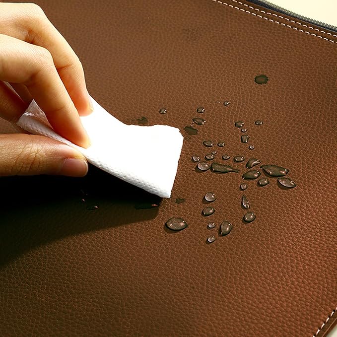 PU Leather A4 File Folder Zipper Document Holder Envelope Folder Case for Receipt Contract (Brown)