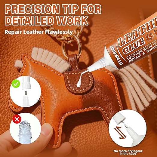 Leather Glue - 2.1 Oz Extra Strong & Flexible Leather Adhesive - Waterproof, Quick-Dry & Clear Leather Repair Glue for Shoes, Boots, Jackets, Handbags, Sofas, Car Seats & More