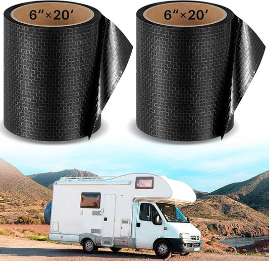 Pushglossy 2 Rolls RV Underbelly Tape 6" x 40 ft Waterproof Repair Belly Tape with Permanent Sealing Adhesive for Mobile Home, Camper Travel Trailer, RV Roof & Tear Repair Patch
