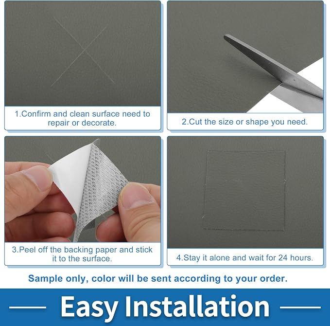 Self Adhesive Leather Repair Patch Strong Stickiness 39"x11.8" Leather Repair Tape PVC Faux Leather Deep Gray 1 Pcs