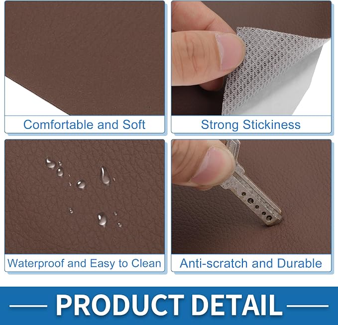 Self Adhesive Leather Repair Patch Strong Stickiness 19.6"x27.5" Leather Repair Tape PVC Faux Leather Light Brown 1 Pcs