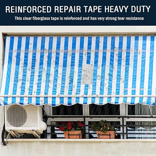 RV Awning Repair Tape, 5" x 39FT Heavy Duty Waterproof Fabric Repair Tape for Camper, Tent, Tarp & Boat Covers, UV Resistant Canvas Patch Tape for Outdoor Tear Repair