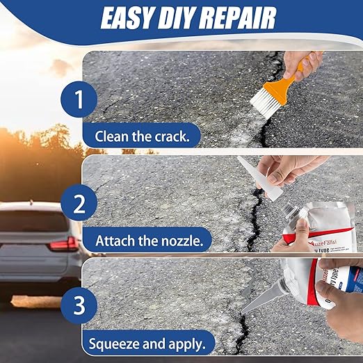 Concrete Crack Filler, Concrete Crack Repair Sealant, Weather-Resistant Crack Caulking Glue, Fast-Drying Crack Repair Adhesive for Slabs, Sidewalk, Foundation & Garage – Indoor Outdoor Use (5 Pack)