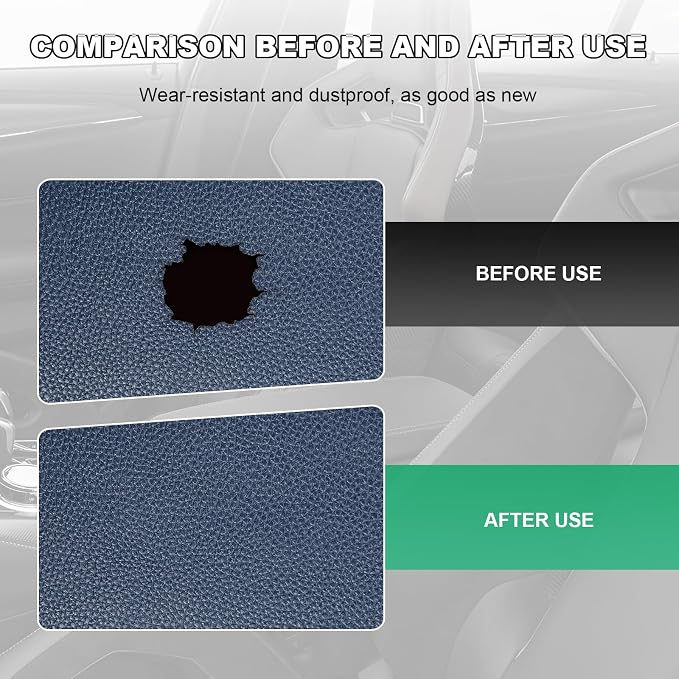 2 PCS Leather Repair Patch Tape, 4 x 8 Inch PU Vinyl Repair Patches for Car Upholstery Seat, Waterproof Self Adhesive Leather Tape Repair Kit for Furniture Couches Chairs (Navy Blue)
