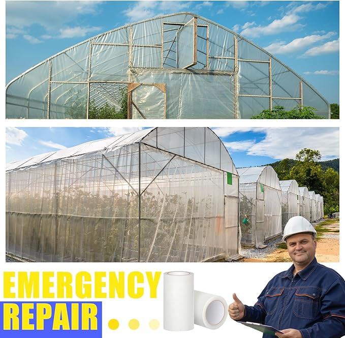 11.8'' x 115' Greenhouse Repair Tape 6.3 mil Thickness Heavy Duty Greenhouse Tape Clear UV Resistant Waterproof for Repairing Plastic Sheeting Polyethylene Film for Seaming Splicing