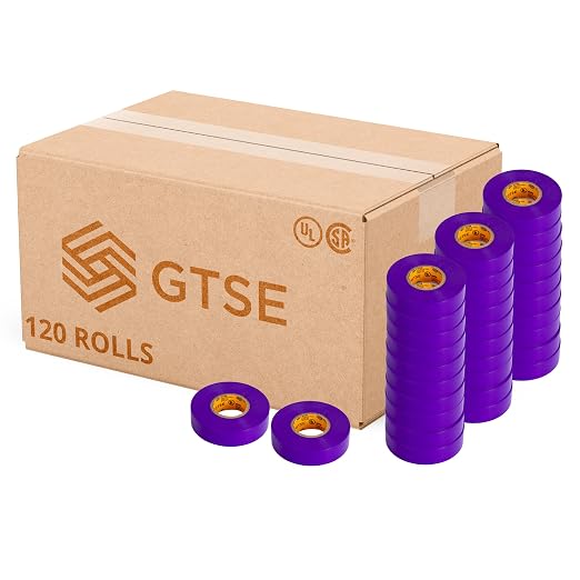 GTSE Purple Electrical Tape, 120 Rolls Bulk Box – Waterproof, Industrial Grade Vinyl, 3/4 in x 66ft– Strong Self-Adhesive PVC Electric Tape for Wire Insulation, 7 Mil, 600V – UL/CSA Listed
