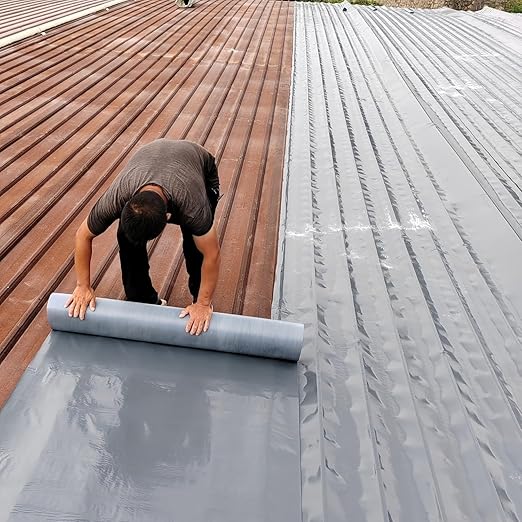 Waterproof Sealant Tape Self Adhesive Rubberized Asphalt Tape for RV Roof Metal Roof Corrugated Roof Leak Repair UV Resistant Heavy Duty Waterproofing Membrane(Gray, 196.85 in X 11.81 in)