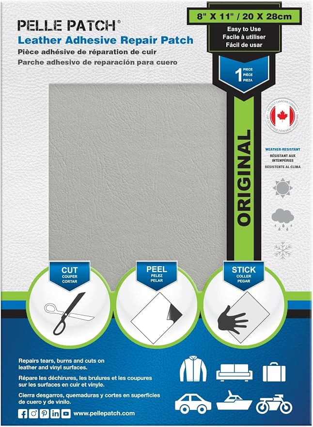 Leather Repair Kits - 25 Colors Available - Original 8x11 - Light Grey