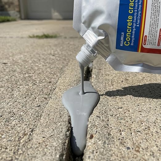 Self-Leveling Waterproof Concrete Crack Filler 2-Pack (2.21 lb), High Elasticity Repair Sealant Caulk for Driveway, Patio & Outdoor Concrete Joint Repair