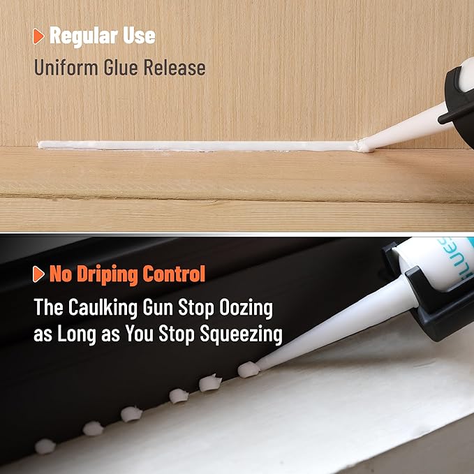 Bates- Caulking Gun Kit, 10:1 Thrust Ratio, 3 in 1 Caulk Gun No Drip, Caulking Tool Gun, Hand Caulking Guns, Silicone Gun, Caulking Gun Tool, No Drip Caulk Gun