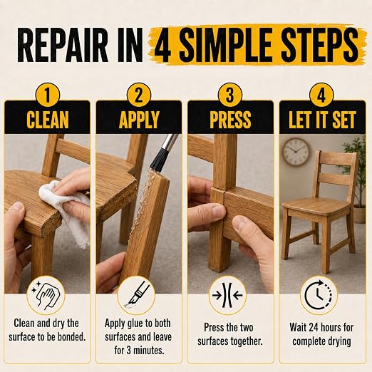 Multi-Purpose Super Glue, 4.37 oz Clear High Strength Adhesive with Brush | Clear high-strength bond, brush applicator, repairs rubber, PVC, acrylic, wood, ceramic, leather, plastic