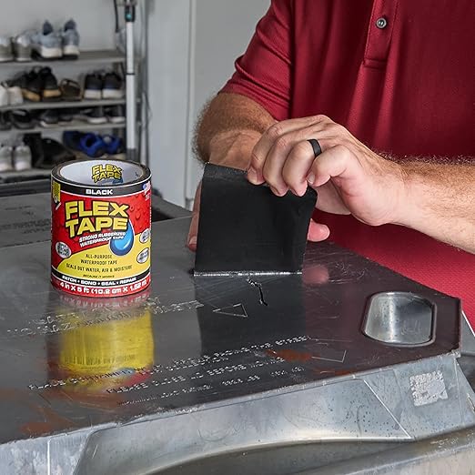 Flex Tape, Original Thick Flexible Rubberized Waterproof Tape - Seal and Patch Leaks, Works Underwater, Indoor Outdoor - Home RV Roof Plumbing and Pool Repairs, Black, 4 in x 5 ft, Pack of 2