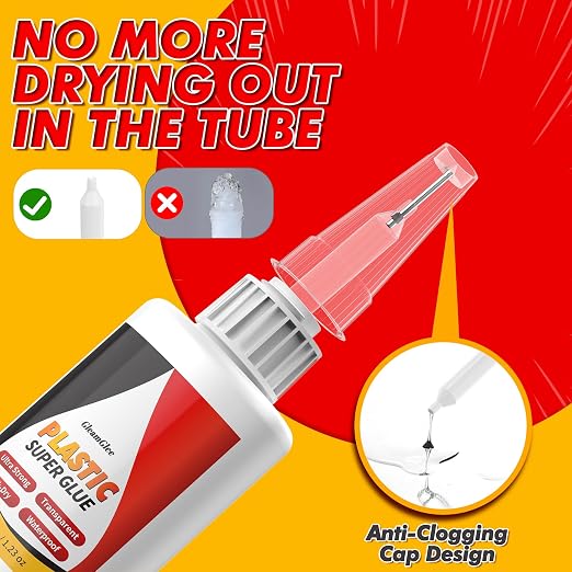Super Glue for Plastic 35g (1.23 oz) – Heavy Duty Cyanoacrylate CA Glue for PLA, 3D Printing, Miniatures, Toys, ABS, PVC & DIY Plastic Repairs