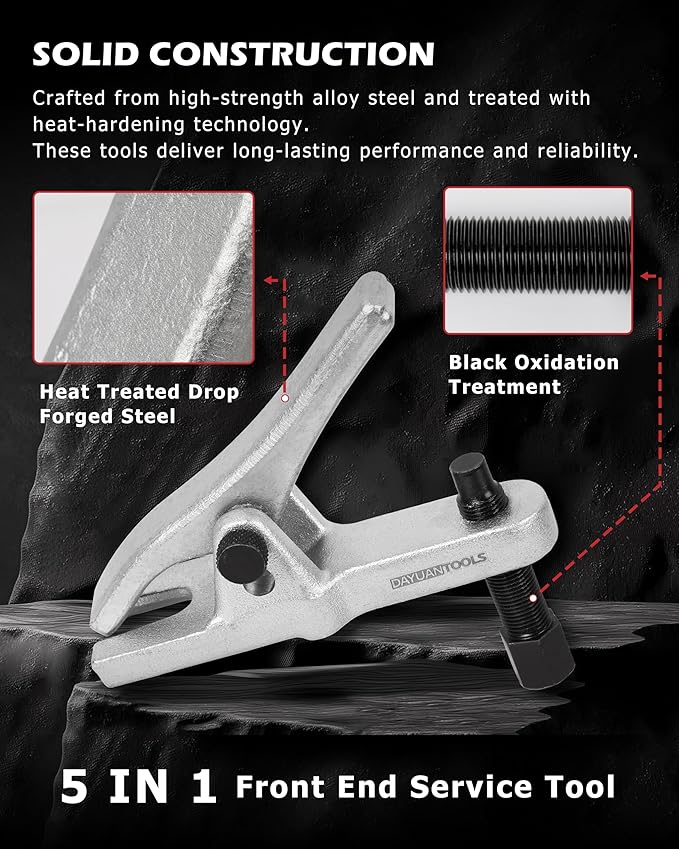 DAYUAN 5pcs Professional Front End Service Tool Kit, Pitman Arm Puller, Ball Joint Separator Tie Rod Remover Tool