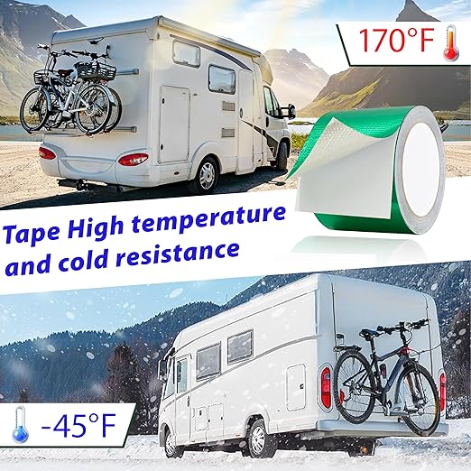 WaterproofRepair Tape for Fabric, 3.1IN x24.6FT, Heavy Duty Outdoor Repair Tape, for RV Roof, Tarp, Tent, Sail and Boat Cover Outdoor Repair Patch, Multipurpose Awning Repair Tape (Green)