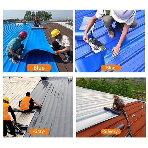 Waterproof Sealant Tape Self Adhesive Rubberized Asphalt Tape for RV Roof Metal Roof Corrugated Roof Leak Repair UV Resistant Heavy Duty Waterproofing Membrane(Blue, 3.94in*196.85in)
