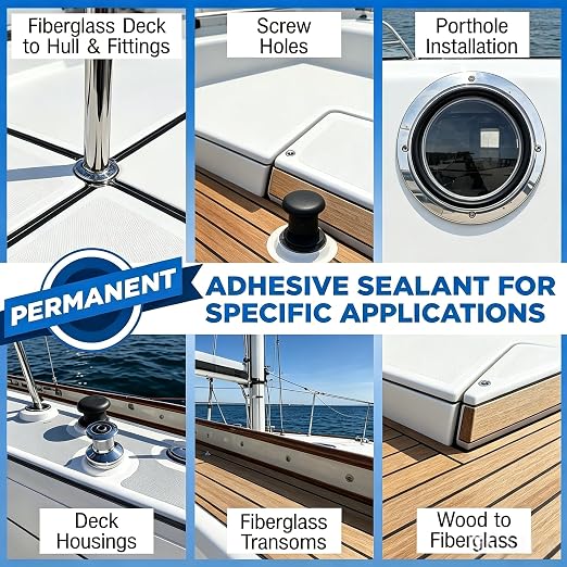 [Clear] 5200 Marine Adhesive Sealant Fast Cure – Waterproof Permanent Bond for Boats, RVs, Ponds, Above & Below Waterline, 3 oz