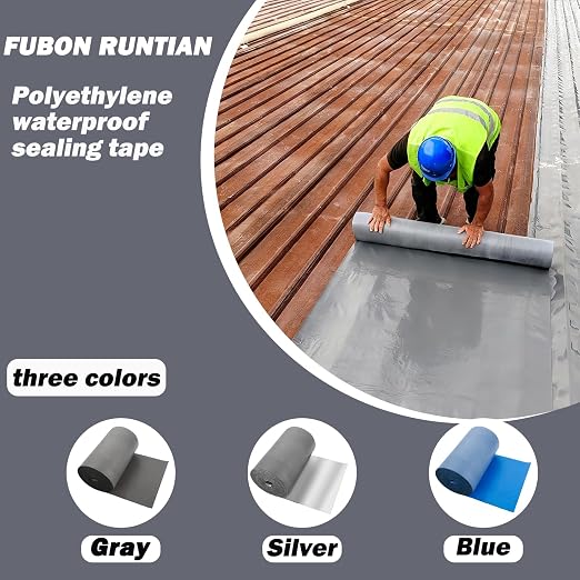 Waterproof Polyethylene Sealant Tape – 19.6in x 196in, -76°F to 230°F, Self-Adhesive UV-Resistant for Roof, Pipe, & Tent Leak Repair – No Tools, DIY Cut (Silver, 19.6in*196in)