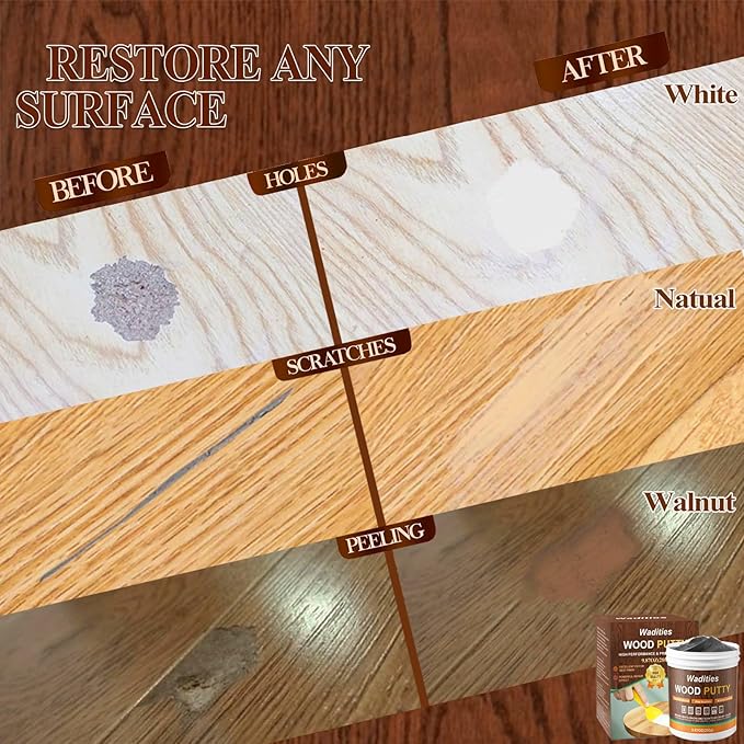 Wadities Black Wood Filler, Black Wood Putty, Paintable Stainable Wood Repair Putty, 9.87 Ounce Wood Furniture Repair kit, Quickly Repair Wood Cracks and Holes on Wooden Floor Furniture (Black)