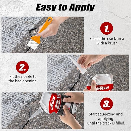 Concrete Crack Filler, 2 Pack Cement Crack Sealant, Self-Leveling Concrete Crack Repair Sealer, Fast Drying Caulking Glue for Driveways, Patios, Sidewalks
