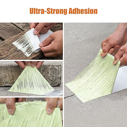 Butyl Waterproof Tape, 2 inch x16 feet Aluminum Foil Tape, Butyl Sealant Tape for RV Roofs, Boats, and Pipes, and for Glass & EPDM Roof Leak Patching, Silver