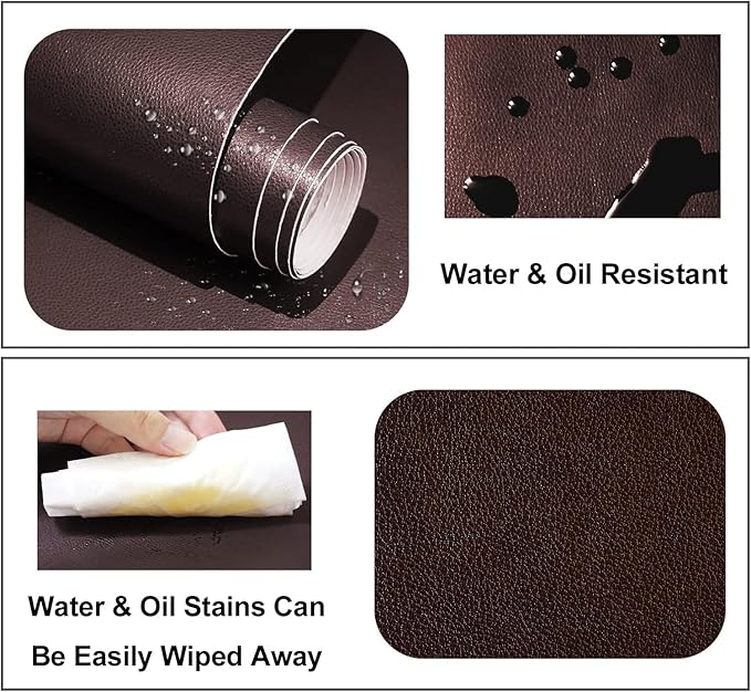 Lifeshoon Leather Repair Patch, 17X158 Inch Self Adhesive Leather Repair, Large Vinyl Patch Tape for Couches, Furniture, Car Seats, Cabinets, Wall, Handbags （Brown, 17X158 Inch）