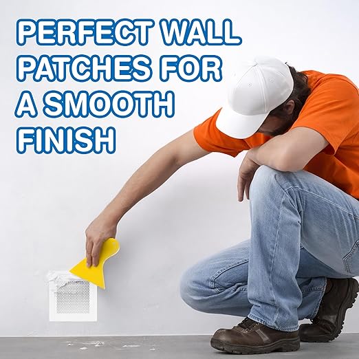Drywall Repair Kit – 2 × 4.23 oz Fast Dry Putty Tubes with 2×2″ & 4×4″ Wall Patch Mesh, Dual Scrapers & 2 Sandpapers | Quick-Dry Spackle & Sheetrock Crack Filler for Wall, Ceiling & Plaster Repair