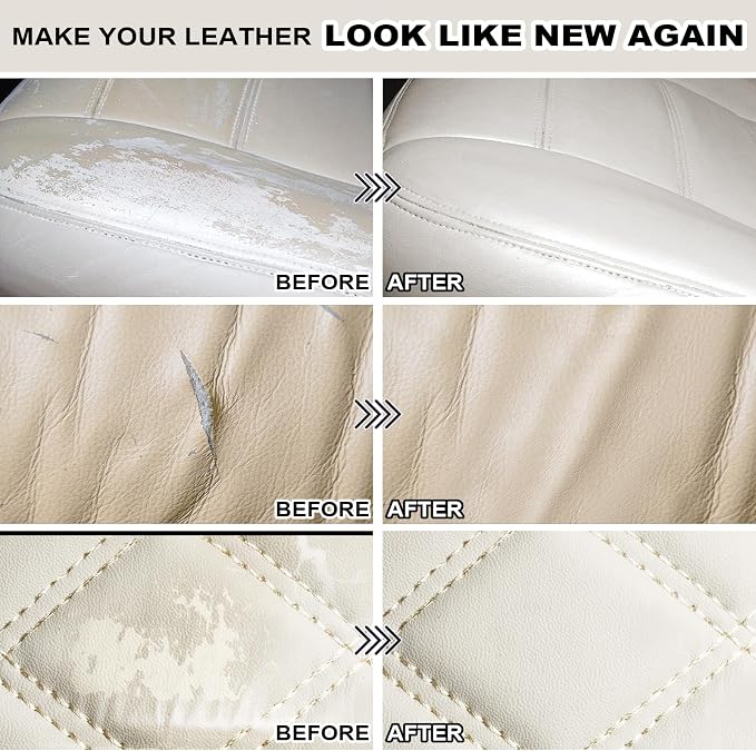 STARTSO WORLD Cream Leather Repair Kit for Furniture, Leather & Vinyl Repair kit for Car Interior, Couches, Car Seat, Jacket, Sofa, Boat or and Purse, Restores Faux, Artificial, Genuine Pleather