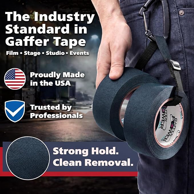 Gaffer Power Midnight Blue Gaffer Tape 2” x 30 Yards – No Residue, Made in USA, Professional Grade, Non-Reflective Matte Cloth Tape for Stage, Photography & Cable Management