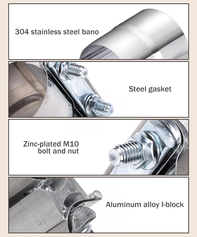 bylikeho Exhaust Clamp,Car Accessories 3" Lap Joint Exhaust Band Clamp Sleeve Coupler,Stainless Steel Exhaust Pipe Clamp for Exhaust System,Exhaust Tubing Connection(3 Inch)