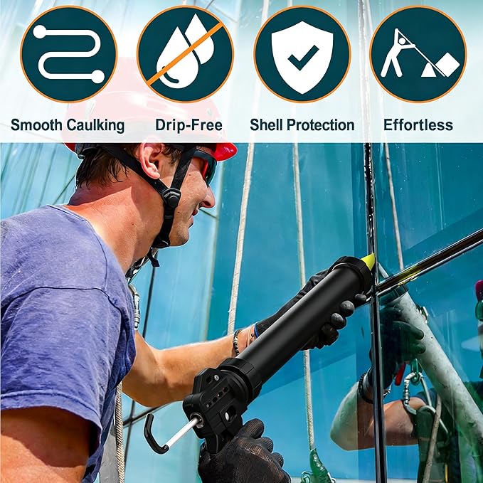 20 oz Sausage Caulk Gun, One-Touch Drip-Free | Effortless & Professional Design with Heavy-Duty Metal Body, 18:1 Thrust Ratio | for 20 oz Sausage Packs