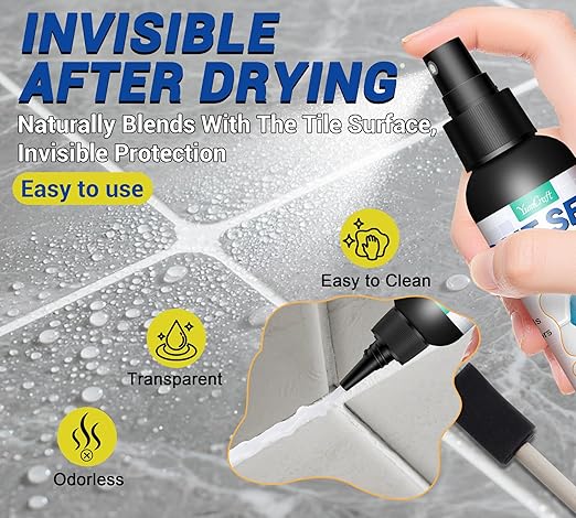 Grout Sealer 7oz/200g, Waterproof Penetrating Sealant with Squeeze Tip, Professional Stain Repellent, Clear Tile Sealer for Ceramic Marble Granite Stone, Indoor Outdoor Shower Bathroom Floors