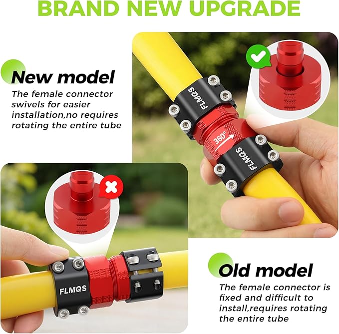 Garden Hose Repair Kit with Upgraded Tight Clamp - 3 Sets Heavy Duty Aluminum Alloy Hose Connector, Fit for 1/2" Hoses, Includes 6 Extra Washers - Leak-Proof Easy Fix (Red)