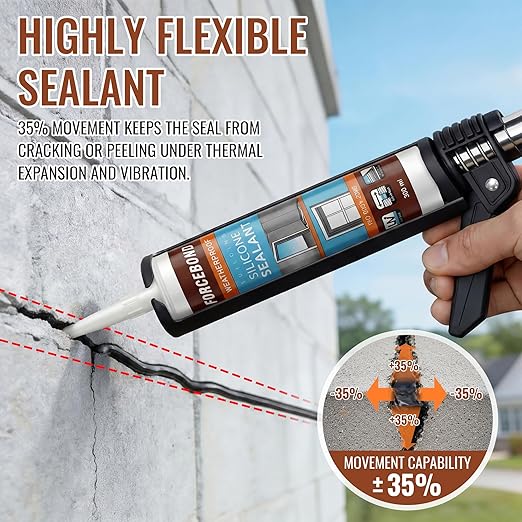 8 Pack Black Silicone Caulk, Neutral Black Caulking Waterproof, 10.1OZ Silicone Sealant for Filling Gaps and Cracks, Shower, Bathroom, Windows & Doors, Bathtub, RV, Pest Entry Blocking