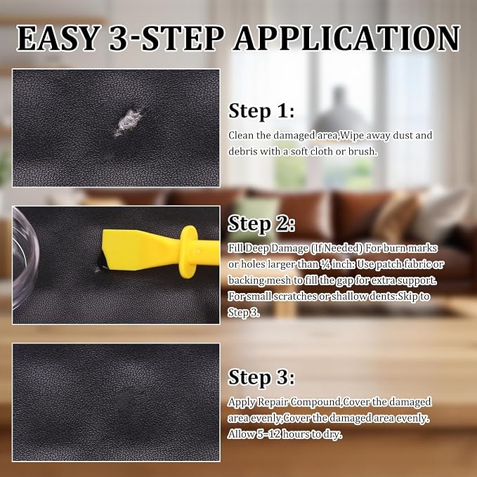 Car Leather Repair Kit for Furniture, Vinyl Repair Kit for Car Interiors Seat,Fixes Tears, Holes, Scratches and Peeling, Restores Faux, Artificial, and Genuine Leather (Ten Colors)