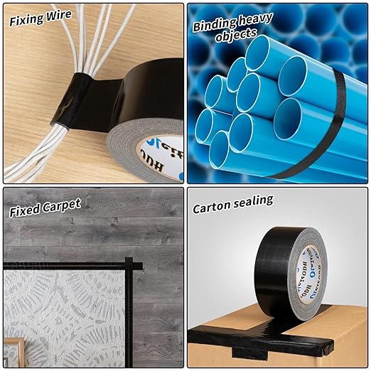 Oleitodh 12 Pack Black Duct Tape Bulk 2 inch 60 Yards Each,Strong No Residue Heavy Duty Duct Tape, All-Weather, Tear by Hand, Waterproof Tape for Indoor Outdoor Use,Multi Purpose Home Repair