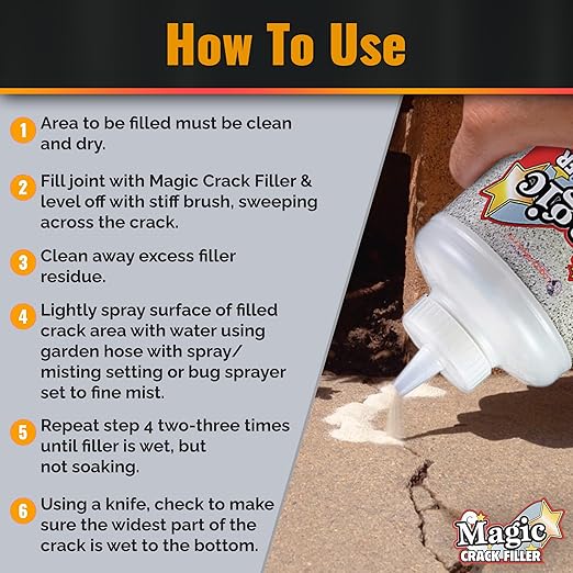 Magic Crack Filler 2.5LB Concrete Slab Gray, for Filling in Concrete Cracks on Driveways, Walkways and Patios. Installs Easily Dry Granular No Mess and DIY (Gray, 3)