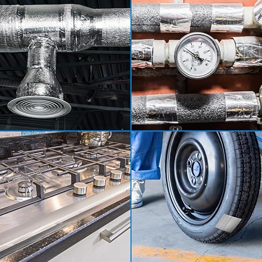 Thicker Silver Aluminum Foil Tape for ductwork, 2-inch x 130 Feet, 3.9 mils High-Temperature Sealing & Patching, Heavy Duty HVAC Tape for Air Ducts Vents, Metal Repair, Exhaust Pipe, AC Dryer, Furnace
