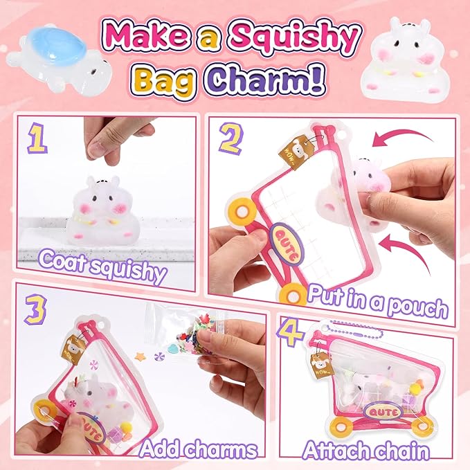 Crelloci Animal Taba Squishy Kit, 1:1 AB Liquid Silicone DIY Squishy Making Kit with 6 Animal Molds, Make Your Own Slow Rising Stress Relief Toys, Craft Kits for Kids & Adults