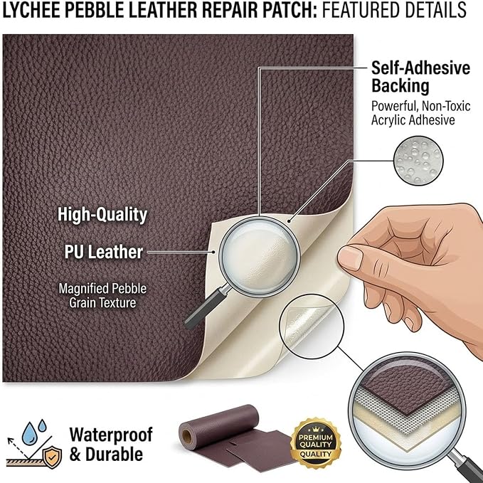 2PCS Leather Repair Patch Tape for Car Seats, Self Adhesive Leather Repair Patch Vinyl Repairs Kit, Waterproof PU Upholstery Tape for Furniture Couch Chair, Sofa Seat Repairs 4 x 8 Inch (Gray)