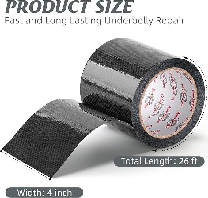 RV Underbelly Tape RV Underbelly Repair Material 4" x 26', Waterproof Flex Belly Tape with Permanent Sealing Adhesive for Mobile Home, Trailer, Camper(Black, 4 Inch x 26 Feet)